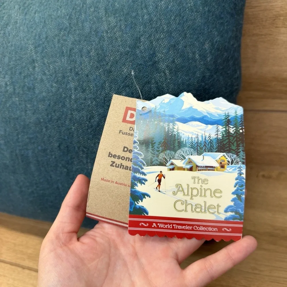 David Fussenegger Alpine Chalet Mountain Winter Cabin Decorative Throw Pillow